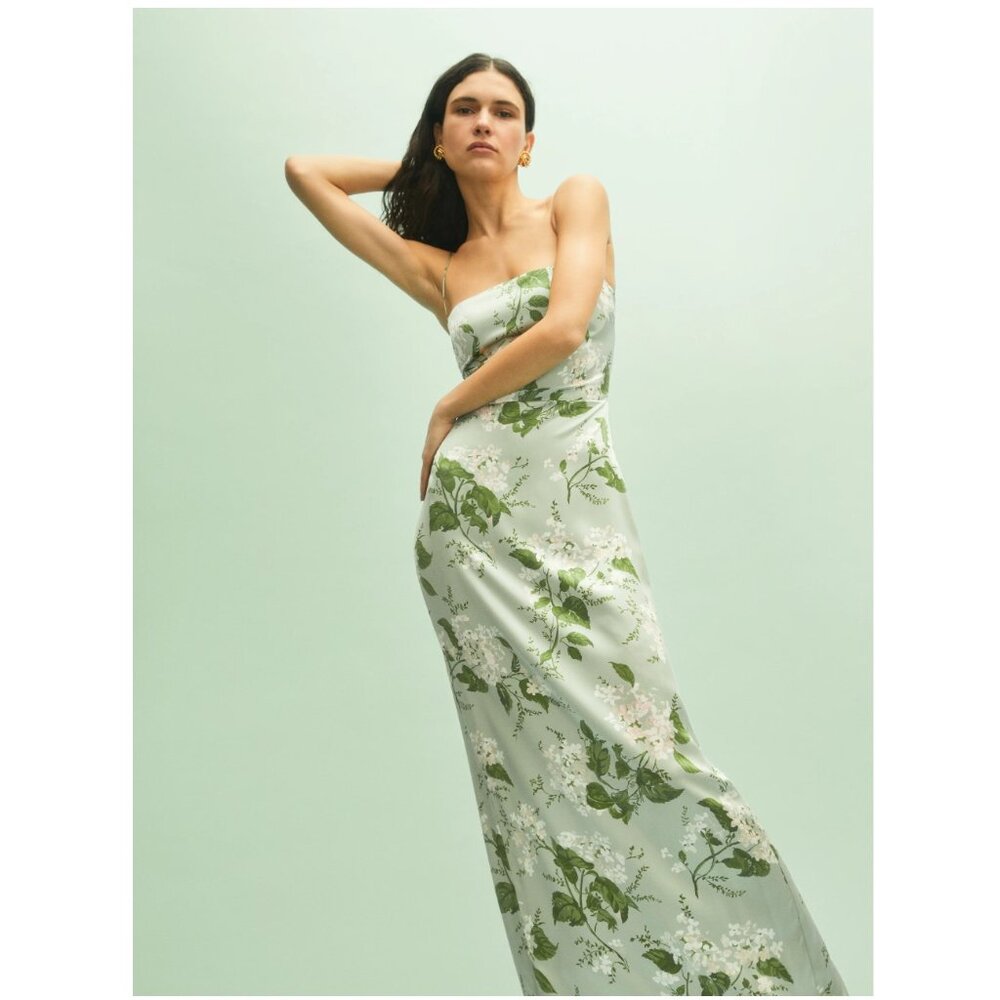 Reformation Frankie Silk Dress - Tea Garden - Picture 3 of 16